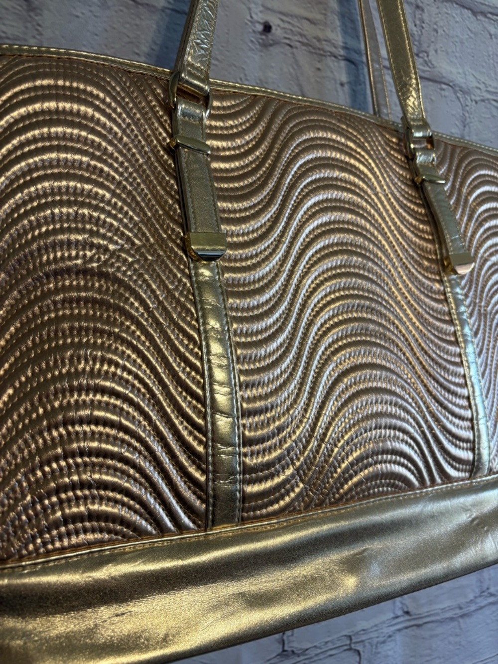 Versace Parfums Shimmery Gold Wave-Texture Tote Bag - Picture 9 of 13